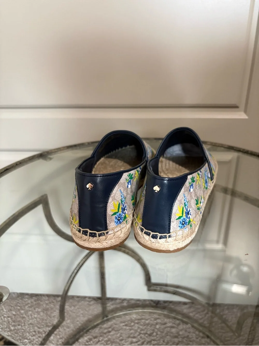 kate spade Blue & Cream Floral Espadrille Slip-Ons